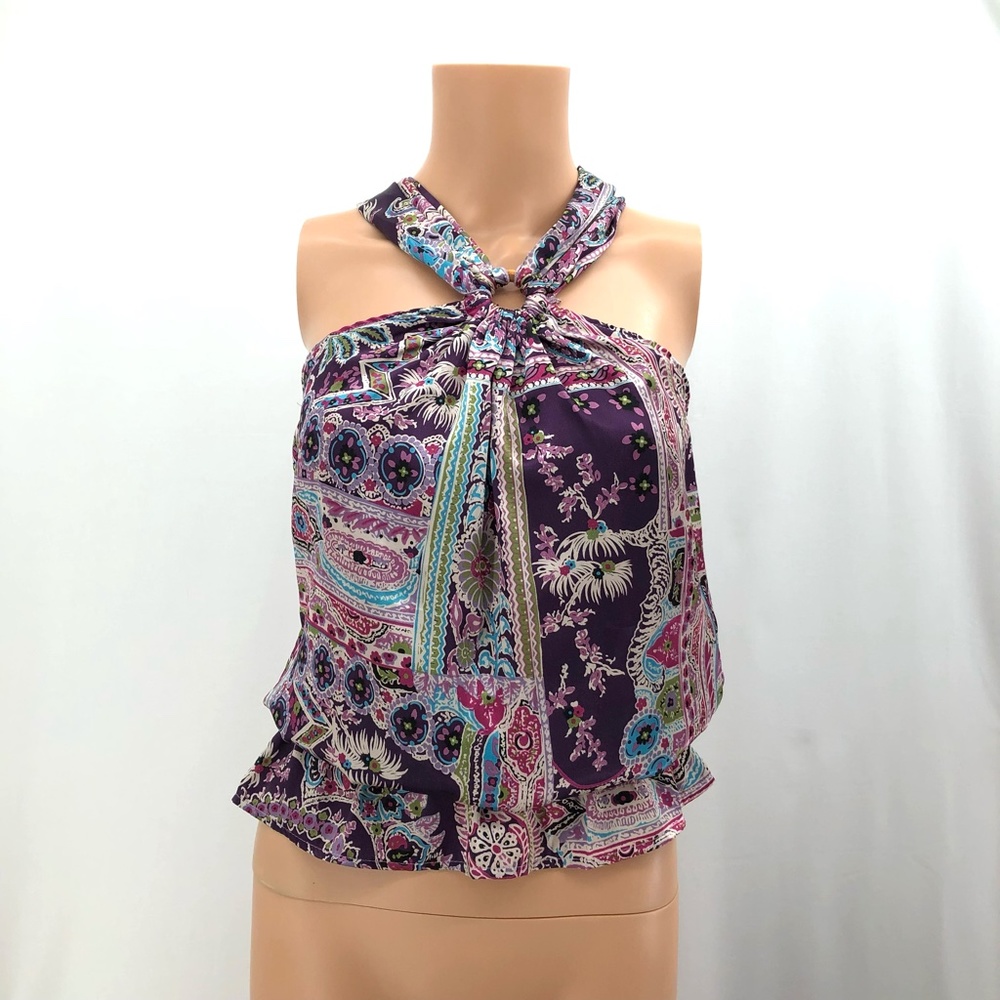 Rampage Sleeveless Summer Halter Tank Top Womens Size S  Paisley Floral